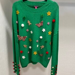 Custom!! Hand-made Green Holiday Sweater ‘Ugly’ Christmas Sweater 🎄 🎄 🎄